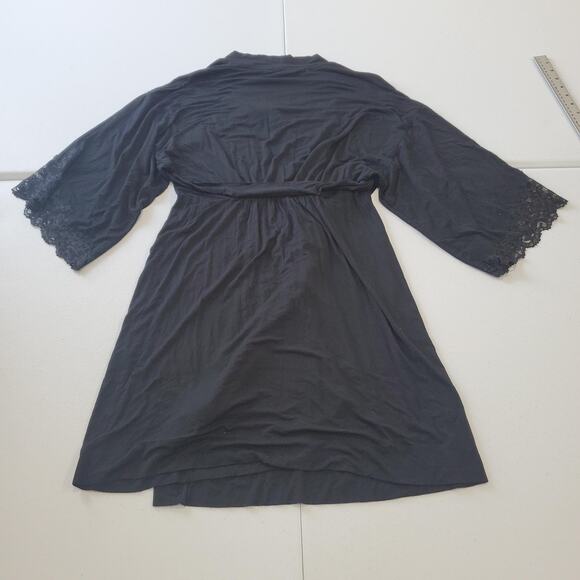 Soma Cool Nights Robe Womens Small Medium Black Lace Trim Sleepwear - Picture 2 of 7
